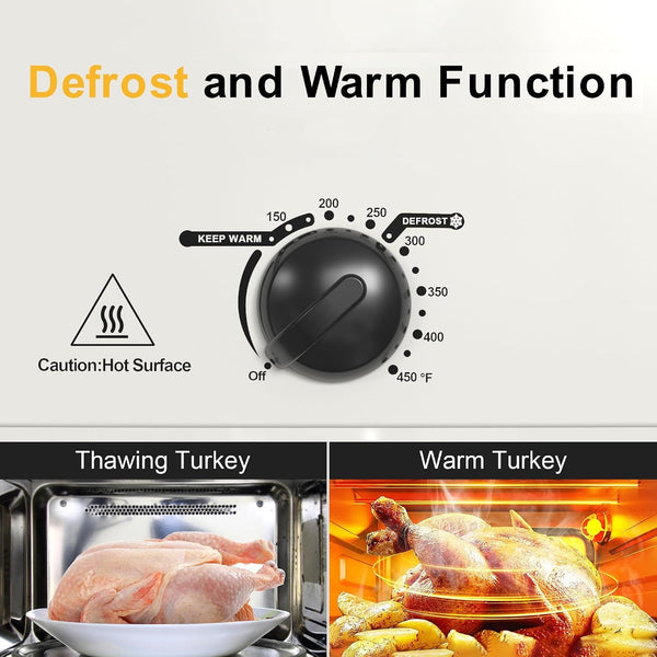 14 Quart Electric Roaster Oven with Slow Cooker Function, Turkey Roaster Oven Buffet with Self-Basting Lid, Removable Pan, Cool-Touch Handles, Easy to Clean, White3