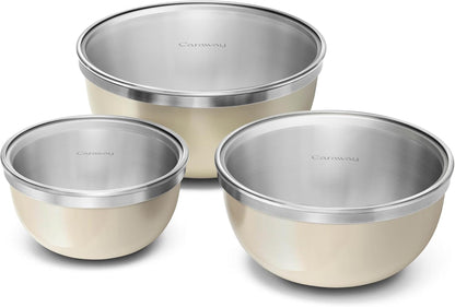 Caraway 6-Piece Stainless Steel Mixing Bowl Set with Glass Lids1