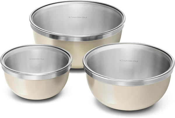 Caraway 6-Piece Stainless Steel Mixing Bowl Set with Glass Lids1