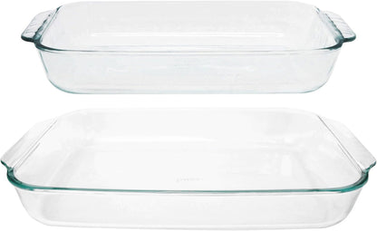 233 (3Qt) and 232 (2Qt) Clear Glass Baking Dishes - Made in USA | Clear Glass | Oven, Microwave & Dishwasher Safe | Ideal for Casseroles, Desserts & Meal Prep | Nesting Design1