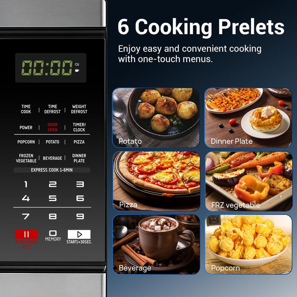 1.1 Cu.Ft Countertop Microwave Oven, 1000W Large Capacity Microwave with 10 Power Levels, 6 Auto Cooking Menus for Kitchens, Apartments, and Offices4