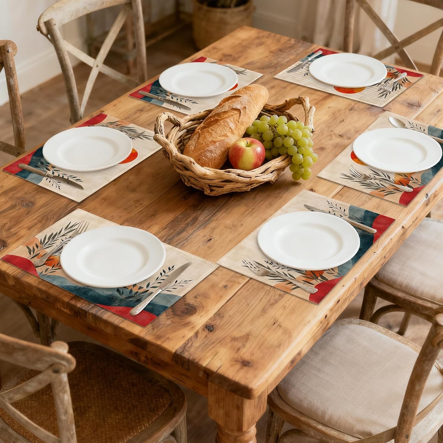 boho-sunrise-abstract-sun-leaves-placemats-set-of-6-linen-table-mats-12x18-inch-washable-placemats-for-dining-table-non-slip-heat-resistant-mats-for-kitchen-home-decor