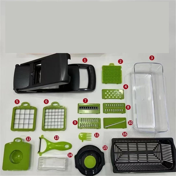Vegetable Cutter Multifunctional Slicer 16Pcs Potato Peeler Carrot Grater7