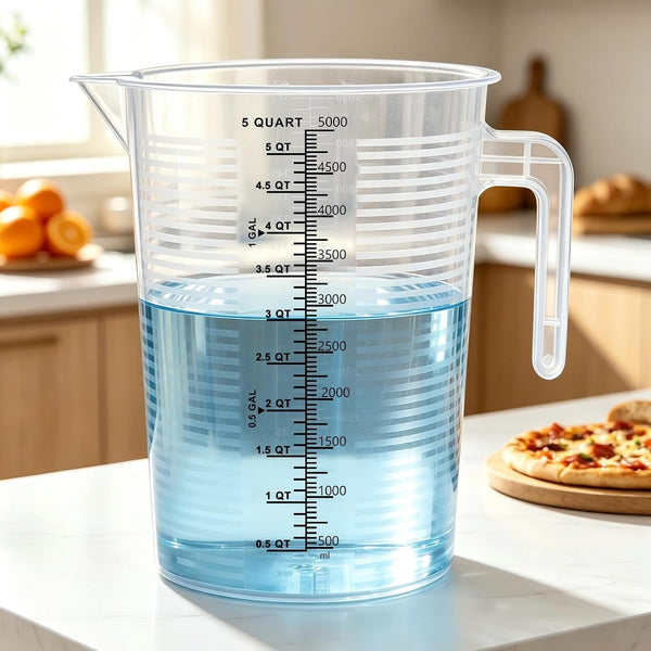 5000 Ml Measuring Cup with Easy-Read Guide Stripes, 1 Gallon Plastic Pitcher, Heavy Duty Food Grade PP, Large Measuring Container for Oil, Chemicals and Kitchen (Unbreakable)2