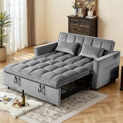 Sleeper Sofa Bed with Adjustable Backrest & Side Pockets, Gray8
