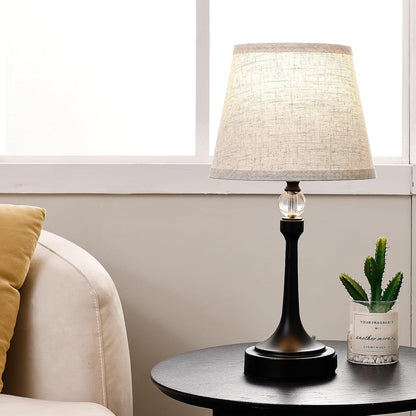Touch Black Table Lamp Set of 2 with USB C+A Ports, Desk Lamp-19.7''4