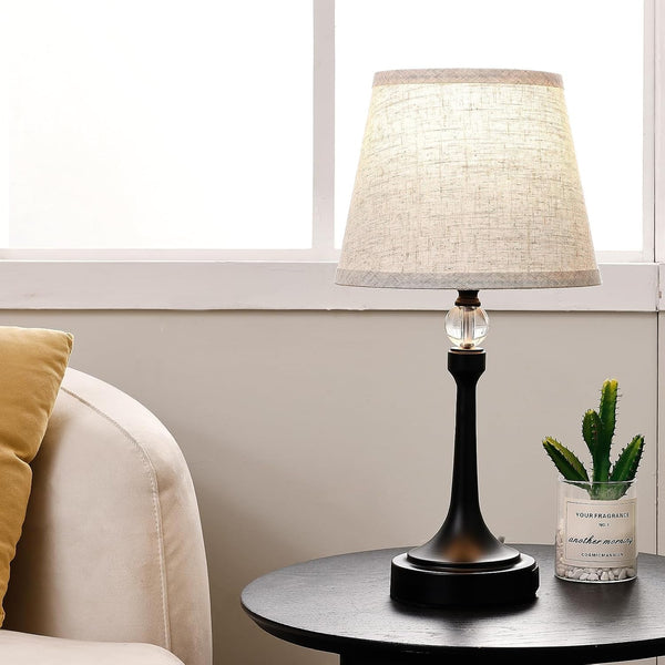 Touch Black Table Lamp Set of 2 with USB C+A Ports, Desk Lamp-19.7''4