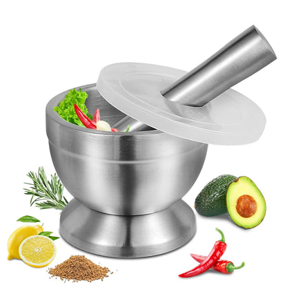 Mortar and Pestle Set, 18/8 Stainless Steel Pill Crusher1