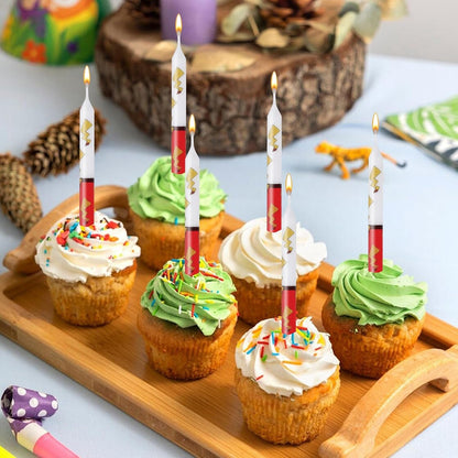12PCS Red and White Cartoon Themed Brithday Candles, Lightning Anime Characters Candle Cake Topper for Boys Girls Party Decoration5