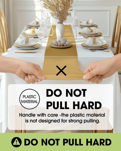 Gold Plastic Table Runners - 10 Pack, 14'' X 108'', Water Resistant & Disposable Centerpiece Decorations for Table Cloth, Wedding, Birthday, Holiday, Baby Shower, Party, Home Decor8