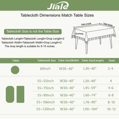Spring Gingham Tablecloth Rectangle Cotton Linen Fabric Checkered Table Cloth with Tassel Washable Wrinkle Free Buffalo Plaid Table Cover for Outdoor Party Picnic Kitchen Dining, Green, 55X752