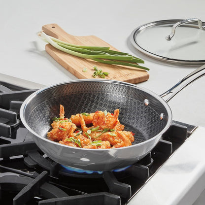 Deep Fry Pan Purelysear Hybrid Skillet 10.25 Inch | Stainless Steel and Ceramic Deep Fry Pan Skillet, Deep Fry Pan with Lid Offers Extra Depth for Sautéing, 10.25”, FPS22-26DC2