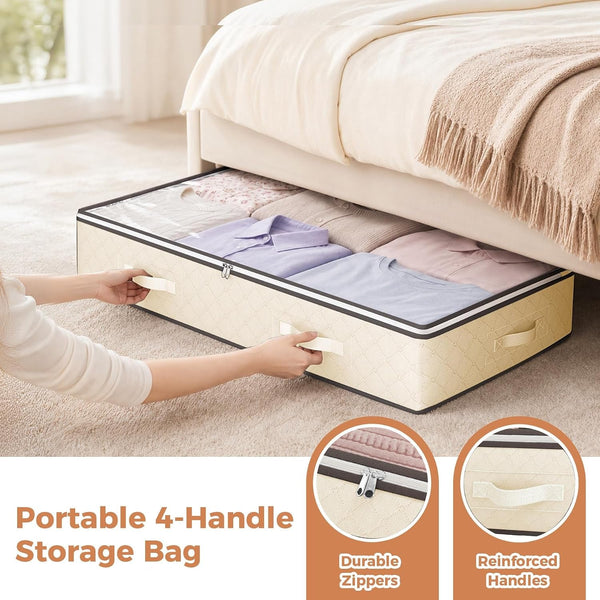 95L under Bed Storage Containers, 2 Pack Beige5