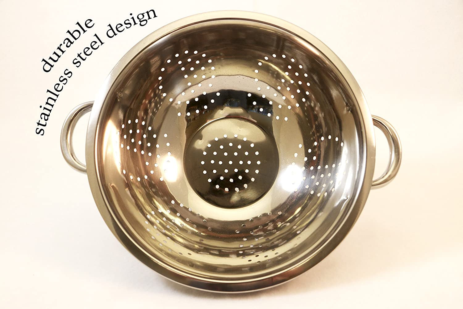 heavy-duty-stainless-steel-colander-5-qt-easy-grip-handles-self-draining-base-mirror-polished-dishwasher-safe-pack-of-1
