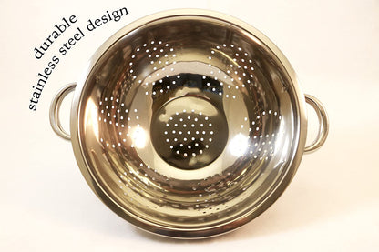 Heavy Duty Stainless Steel Colander 5 Qt | Easy Grip Handles | Self-Draining Base | Mirror Polished | Dishwasher Safe | Pack of 12