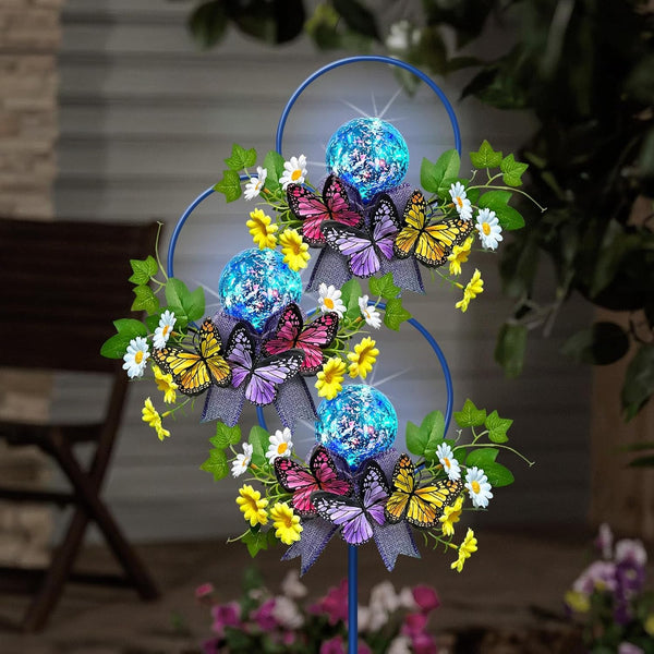 Solar Lights Outdoor Garden Stakes,Butterfly & Flower LED Colorful Lights1