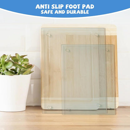 Tempered Glass Cutting Board for Kitchen, Clear Glass Board for Countertop, Heat Resistant, with Non-Slip Feet, 12X16" & 12X8" 2 Pcs Clear7