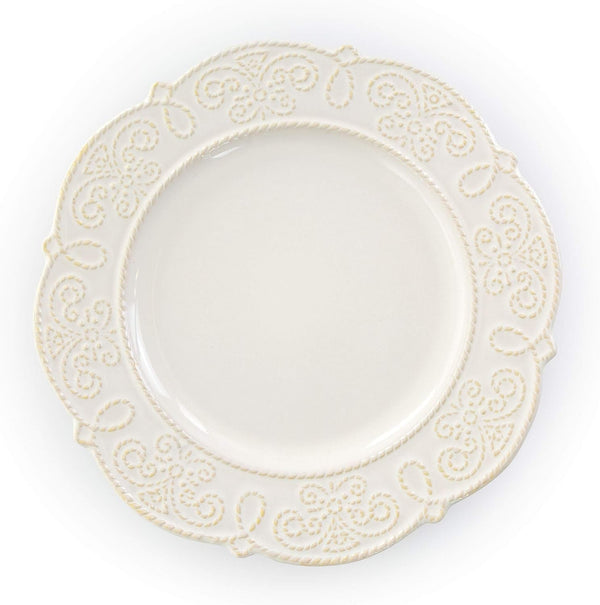 round Decorated Stoneware Scallop Embossed Dinnerware Dish Set, 16 Piece, Luna5