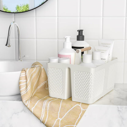 Shower Caddy Portable and Cleaning Caddy Organizer for Bathroom, Kitchen,Toiletries Storage, Caddy Organizer with Handle, Rust-Resistant, Durable Material(Milky White, 9.36"L×7.73"W×7.24"H)2