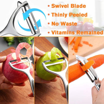 Vegetable Peeler, Stainless Steel Multi-Function Potato Fruit Peeler Set, Y & I Shape Swivel Blades Kitchen Household Peeling Tools3