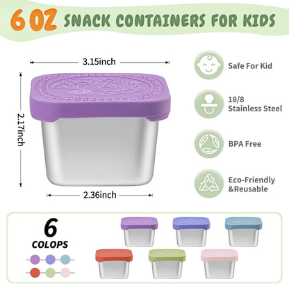 6 Oz Snack Containers with Lids for Kids - 6 Pack Lunch Box Accessories2