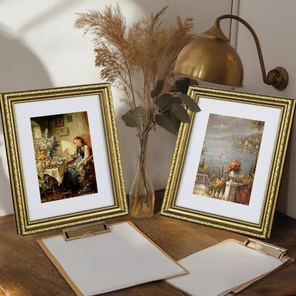 8X10 Vintage Picture Frame, Glass Cover, Gold, 4-Pack6