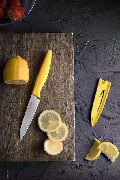 Paring Knife, 4PCS Paring Knives (4 Knives and 4 Knife Cover), 4 Inch Peeling Fruit and Vegetable Knife, Ultra Sharp Kitchen Knives, German Steel, PP Plastic Handle2