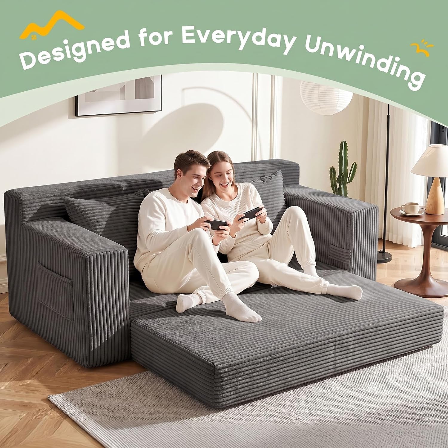 boneless-couch-for-living-room-3-seater-convertible-sofa-bed-in-a-box-folding-pull-out-couch-with-comfy-corduroy-loveseat-sleeper-floor-sofa-with-5-pillows-no-assembly-required-grey