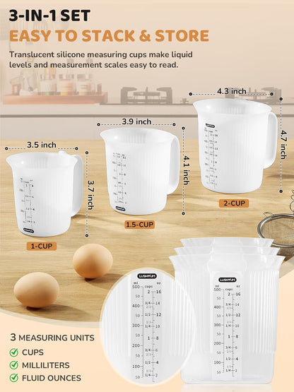 Silicone Measuring Cups for Melting Chocolate, Detachable Handles5