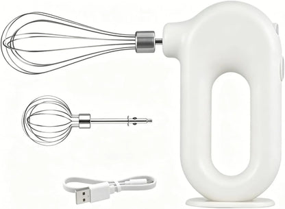Cordless Hand Mixer, Electric Hand Whisk Portable Egg Beater Handheld Egg Beater Electric Handheld 4 Speed Adjustable Mini Hand Mixer Electric Mixer, USB Charing, 1500Mah(White)9