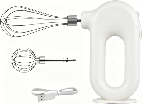 Cordless Hand Mixer, Electric Hand Whisk Portable Egg Beater Handheld Egg Beater Electric Handheld 4 Speed Adjustable Mini Hand Mixer Electric Mixer, USB Charing, 1500Mah(White)9