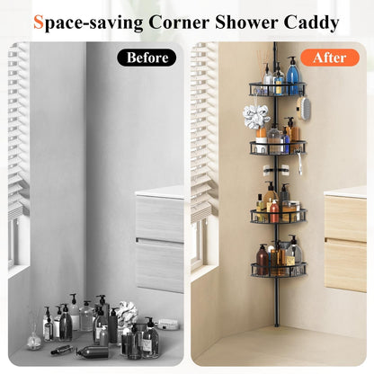 4-Tier Rustproof Corner Shower Caddy with Tension Pole8