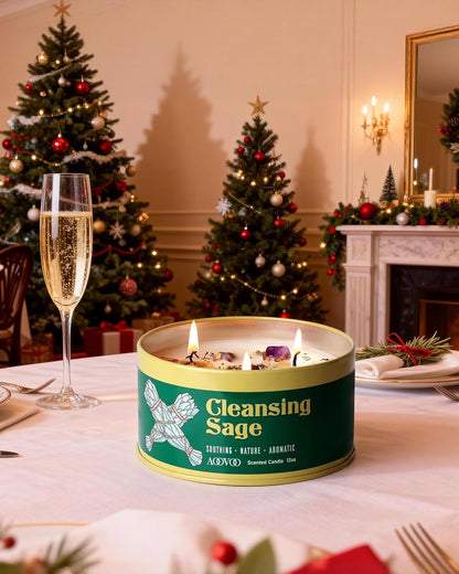 Sage Candle for Cleansing - 3 Wick 12Oz Large Scented Candle with Crystals & Sage Leaves Inside, Soy Candles Non Toxic for Meditation Spiritual Gift, Aromatherapy Candle for Women Men7