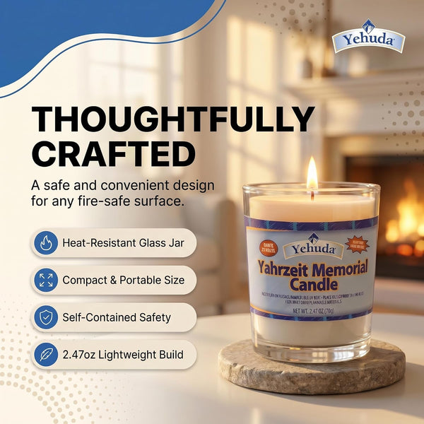 , Yahrzeit Memorial Candle, Glass Tumbler (24 Pack) 24 Hour Candles - Burns 26 Hours | Yom Kippur Candles | Yizkor Rememberance Candle | Perfect for Blackouts, Storms & Hurricanes5