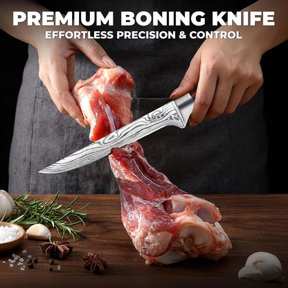 Kitchen Knife Set with Block, 17-Piece Stainless Steel Knife Set, Kitchen Knives Including Chef Knife, Steak Knives, Honing Rod and Kitchen Scissors, Knife Block Set4