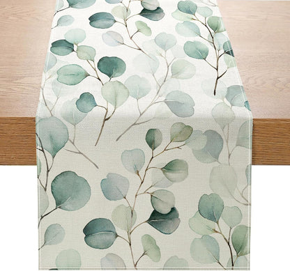 Eucalyptus Leaves Table Runner 13X72 Inch Seasonal Spring Summer Green Plant Kitchen Dinning Table Decoration for Indoor Outdoor Birthday Home Party Decor1