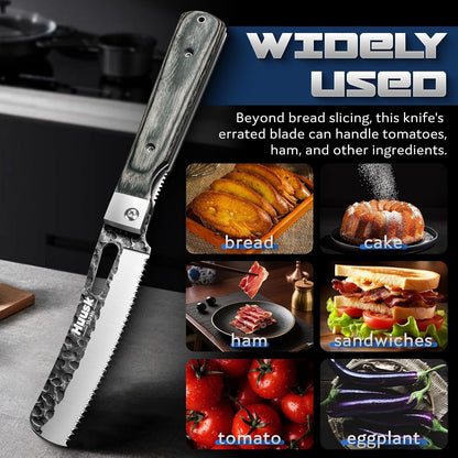 Japanese Folding Bread Knife - Pocket Knife with Wide Wavy Edge5