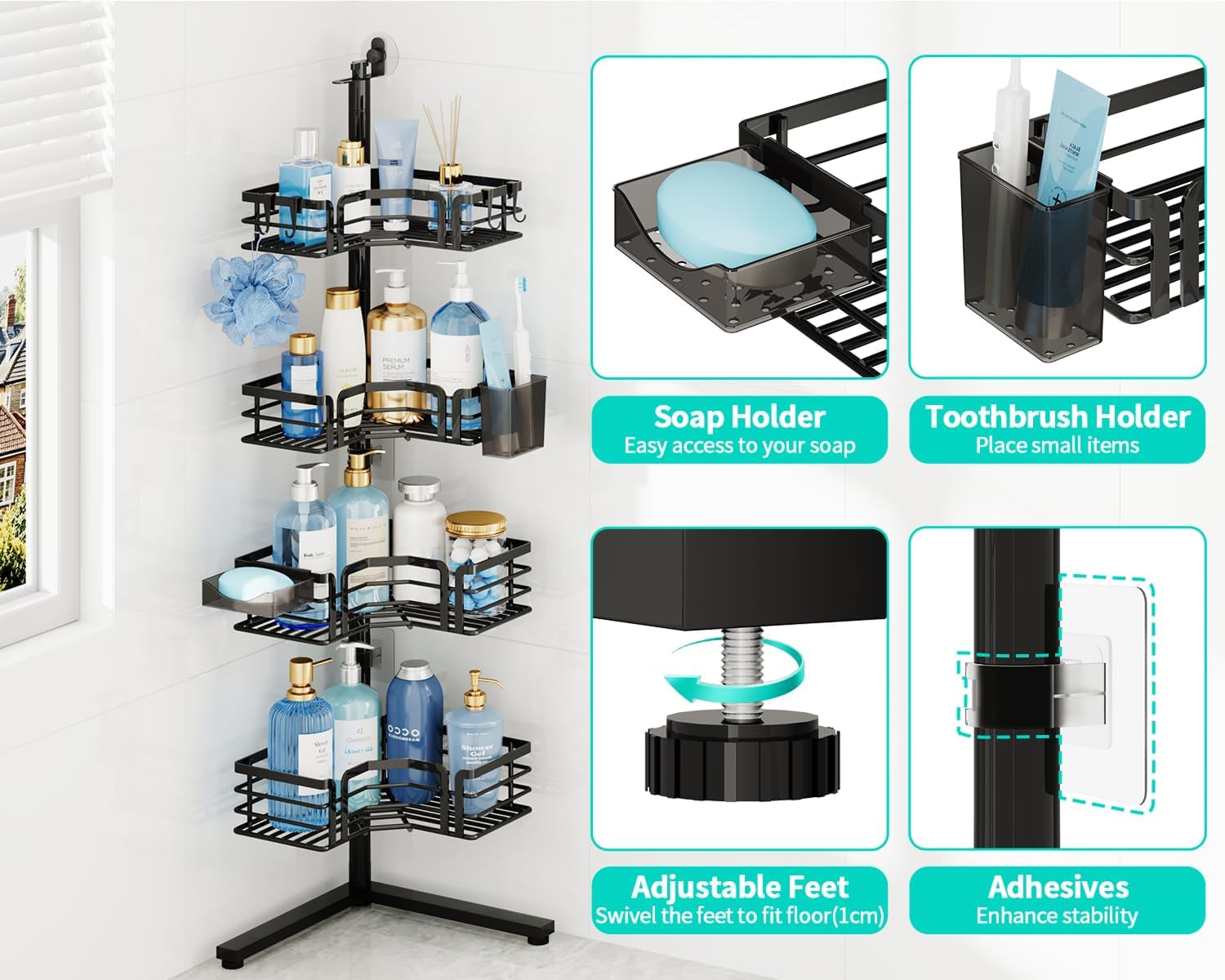 corner-shower-caddy-stand-4-tier-adjustable-shower-shelves-black