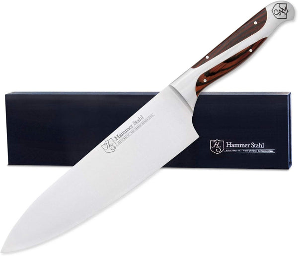 8-Inch High Carbon Chef Knife | Versatile Cooking Knife for Chopping, Slicing & Precision Cutting | German Forged Sharp Kitchen Knife | Ergonomic Quad-Tang Pakkawood Handle & Gift Box1