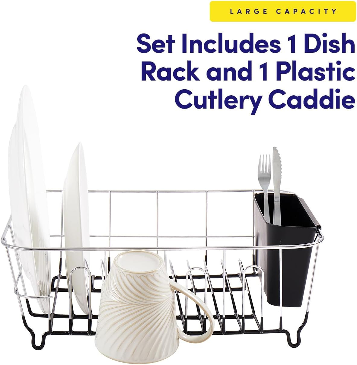 2-piece-dish-drying-rack-set-drainer-with-utensil-holder-simple-easy-to-use-fits-in-most-sinks-14-5-x-13-x-5-25-black
