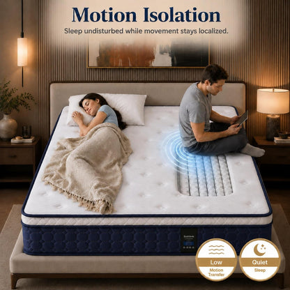 Queen Size Mattress,14 Inch Hybrid Mattress in a Box, Medium Firm Gel-Memory Foam with Individual Pocket Springs,Motion Isolation&Pressure Relief, Certipur-Us(Queen Size)4