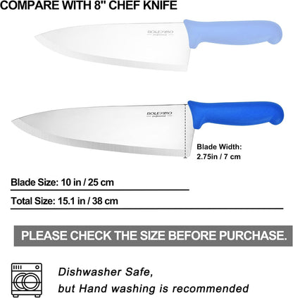 10" Professional Chef Knife, High Carbon Steel, Ergonomic (Blue)6