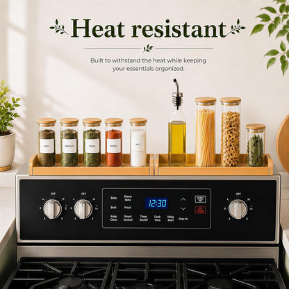 Magnetic Stove Top Shelf 30 Inch – over the Stove Spice Rack Organizer for Flat Top Stoves, Strong Magnetic Bamboo Kitchen Shelf, Space Saving Stove Top Storage Rack, Tool-Free Installation, Natural8