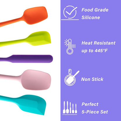 Silicone Spatula Set,5 Piece Food Grade Rubber Spatulas,Multicolor | Spatulas Silicone Heat Resistant for Baking,Cooking,And Mixing High Heat Resistant Non Stick Dishwasher Safe Bpa-Free3