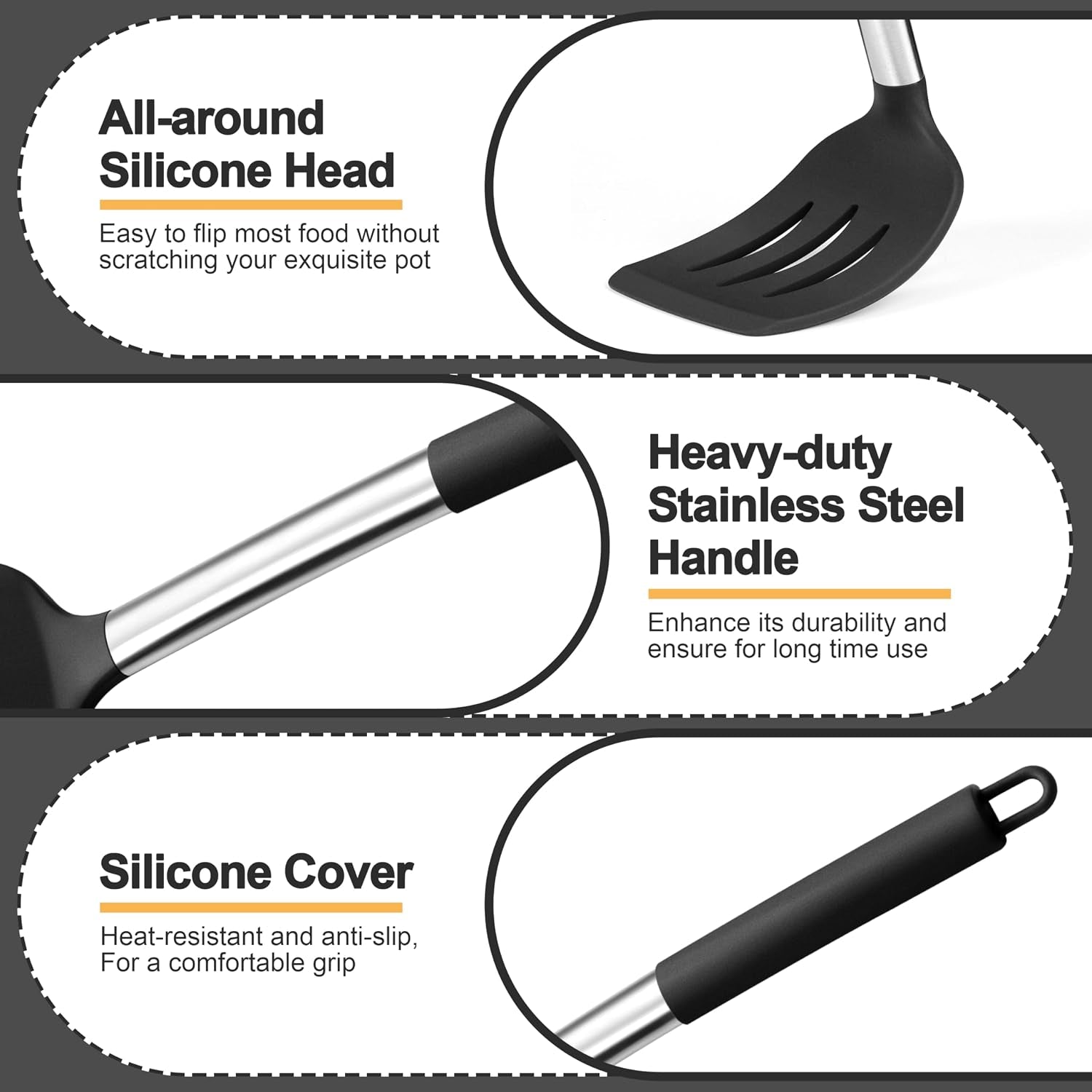 black-kitchen-cooking-utensil-set-of-4-slicone-head-steel-body-silicone-solid-spatulas-slotted-spoons-turners-for-non-stick-cookware-flipping-mixing-heat-proof
