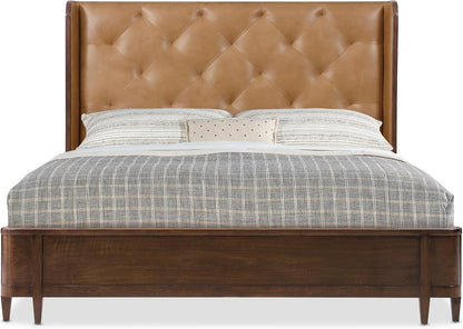 Hooker Archives King Leather Bed with a Light Brown Leather Headboard5