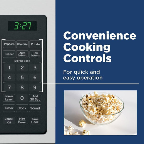 GCST07N1WSS Countertop Microwave Oven 700-Watt Compact 0.7 Cu Ft Stainless Steel Bundle with 2 YR CPS Enhanced Protection Pack and Deco Chef Pair of Red Heat Resistant Oven Mitt6