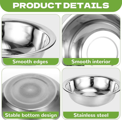 8 PCS Stainless Steel Mixing Bowls 13 Inch 8 Qt Extra Large Metal Basin with Mirror Finish, Heavy-Duty Salad Dough Bowl Kitchen Prep Bowl Dishwasher Safe Dish Tub for Home & Commercial Cooking3