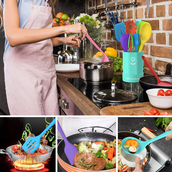 Silicone Kitchen Utensils Set, 16-Piece Silicone Cooking Utensils by4