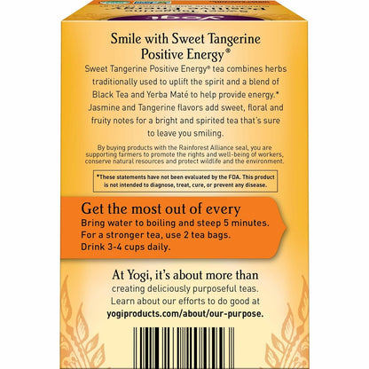 Sweet Tangerine Positive Energy Tea, 16 Tea Bags (6 Pack) | Organic Energy Tea with Black Tea Leaf, Yerba Mate Leaf and Ashwagandha Root, Sweet Floral Tangerine Flavor3